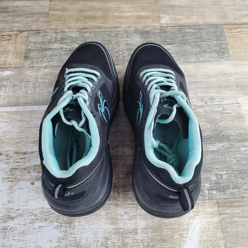 G-defy Gravity Defyer Womens Shoes Sz 8 Comfort Black Teal Mesh Walking Sneakers